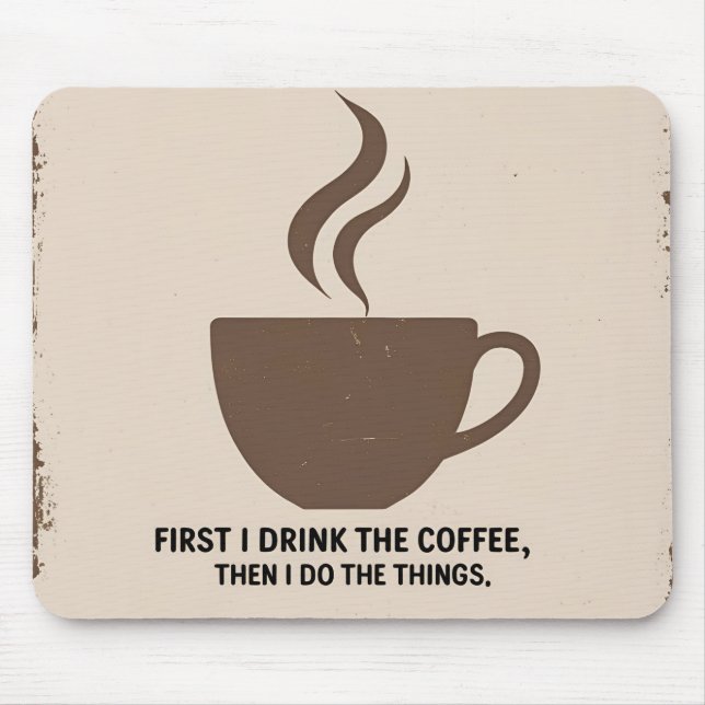 Minimalistisk “Men först kaffe” musmatta – Stilren (Framsidan)