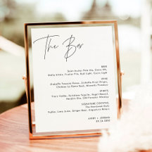 Minimalistisk menu Bröllop Pub | Bröllop Drink-men