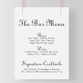 Minimalistisk menu Bröllop Pub Poster