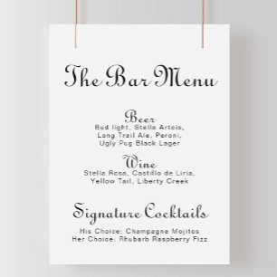 Minimalistisk menu Bröllop Pub Poster