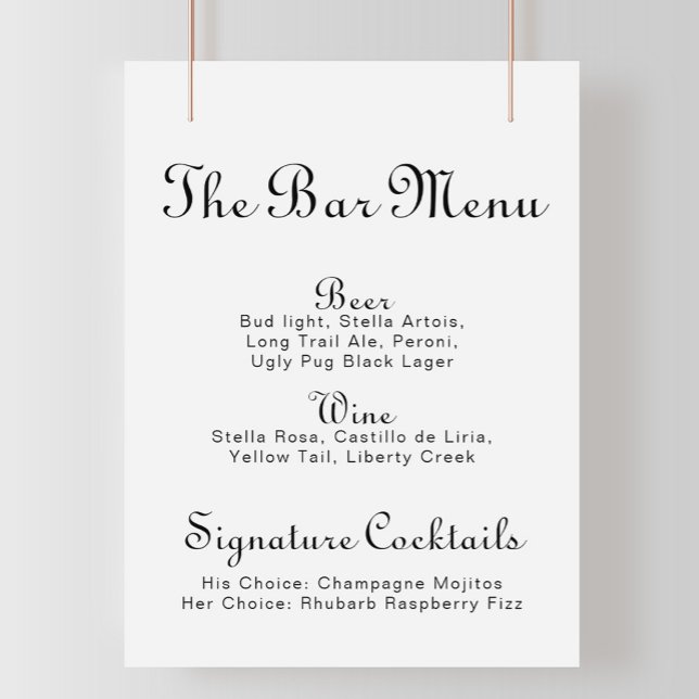 Minimalistisk menu Bröllop Pub Poster (Skapare uppladdad)