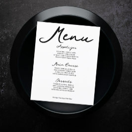 Minimalistisk meny för enkel handskriven typografi