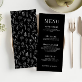 Minimalistisk meny för klassisk svart blommigt brö