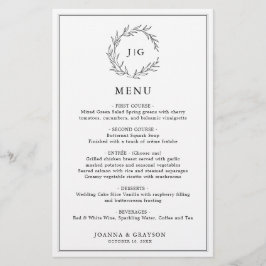 Minimalistisk meny för svart och vitt Löv Modern B