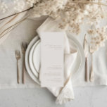Minimalistisk meny om Elfenbenskusten Bröllop i en<br><div class="desc">Utformningen har ett handskrivet teckensnitt och modern minimalistisk design. Designad att samordna med för inbjudan till "Natural Glam"-bröllop. Om du vill ändra information klickar du på "Anpassa". Om du vill flytta texten eller ändra storlek, teckensnitt eller färg klickar du på "Klicka för att anpassa ytterligare". Visa samlingslänken på den här...</div>