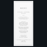 Minimalistisk meny om Silver-typografi Bröllop<br><div class="desc">Detta minimalistiska silver-typografi-menykort för bröllop är perfekt för ett enkelt bröllop. Den moderna romantiska designen har klassisk silver grått och vit typografi. Anpassade i alla färg. Behålla designen enkel och elegant, som den är, eller anpassa den genom att lägga till egna bilder och teckningar. Den här menyn kan användas för...</div>