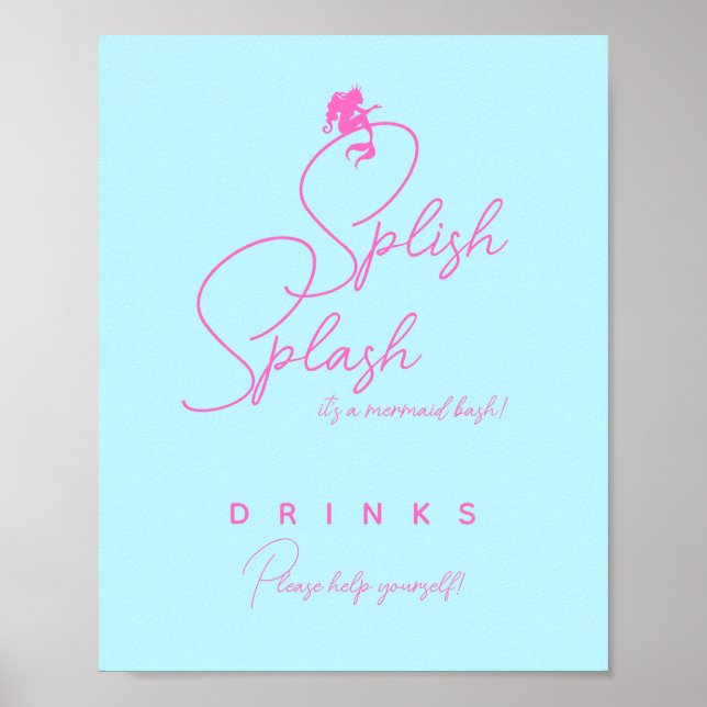Minimalistisk Mermaid Födelsedagsfest Drycker Poster (Framsidan)