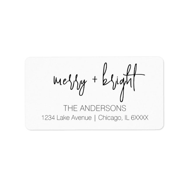 Minimalistisk merry & Bright-Helgdag-Returadress Adressetikett (Framsidan)