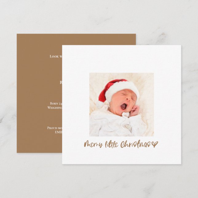 Minimalistisk Merry LIttle jul Baby Fotofödelse (Fram/baksida)