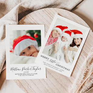 Minimalistisk Merry Little jul Porträtt Birth Julkort