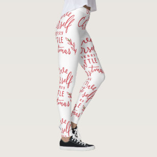 Minimalistisk Merry Little jul Red-skript vit Leggings