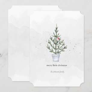 Minimalistisk 🎄 Merry Little jul Watercolor Julkort