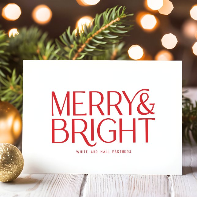 Minimalistisk merry och Bright Business | Red Whit Julkort (Skapare uppladdad)
