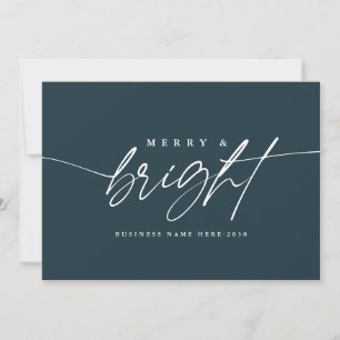 Minimalistisk merry och Bright Script Business Julkort