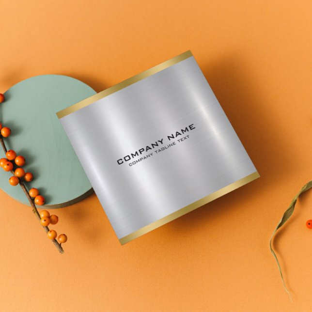 Minimalistisk metallisk Guld-dekoration i Silver S Fyrkantigt Visitkort (Skapare uppladdad)
