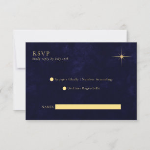 Minimalistisk Midnight Celestial Guld Stars Bröllo OSA Kort