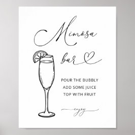 Minimalistisk Mimosa Bar Festskylt Poster