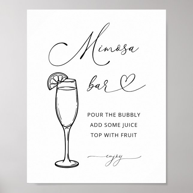 Minimalistisk Mimosa Bar Festskylt Poster (Framsidan)