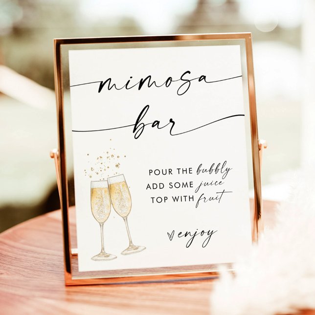 Minimalistisk Mimosa Barskylt | Bröllopsduschskylt Poster (Skapare uppladdad)