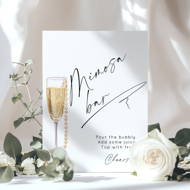 Minimalistisk Mimosa Pub Pearls och Prosecco Poster (Skapare uppladdad)