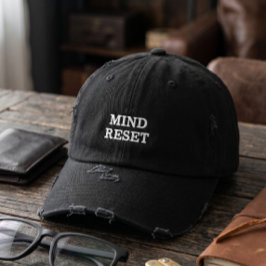 Minimalistisk Mind Reset Distressed Svart Keps