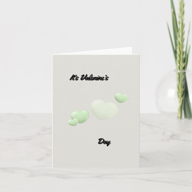 Minimalistisk Mint Grönt Bubble Heart Valentine Da Helgkort (Framsida)