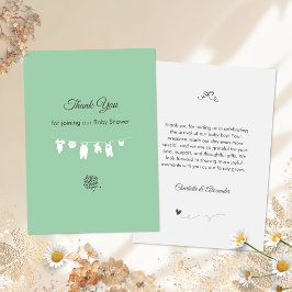 Minimalistisk mintgrön könsneutral baby shower-inb tack kort
