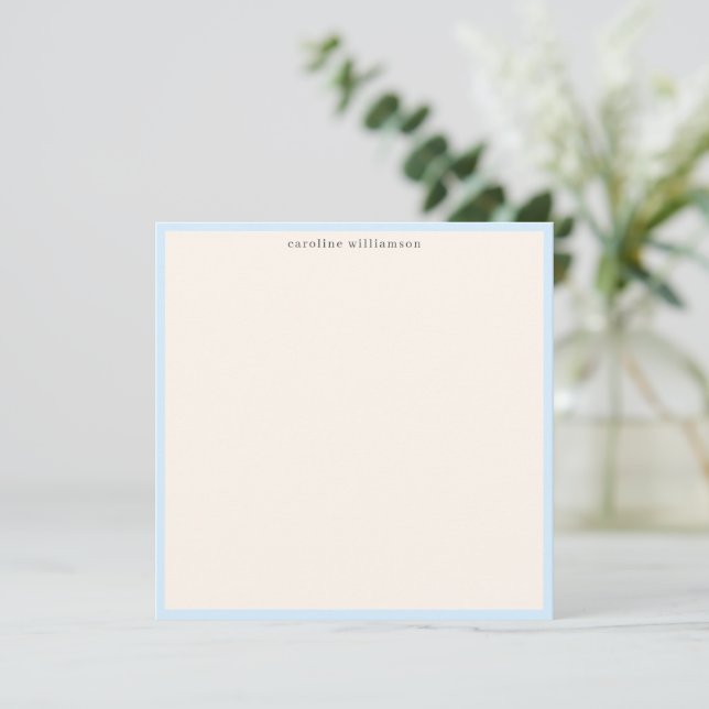 Minimalistisk mjuk blå kant namn brevpapper söt anteckningskort (Stående Fram)