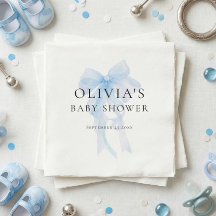 Minimalistisk Mjuk Blå Rosett Babyfirande