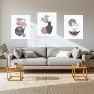 Minimalistisk Mjuk Grå och Rosa Canvas Väggkonst