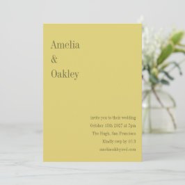 Minimalistisk mjuk gul elegant chic modern bröllop inbjudningar