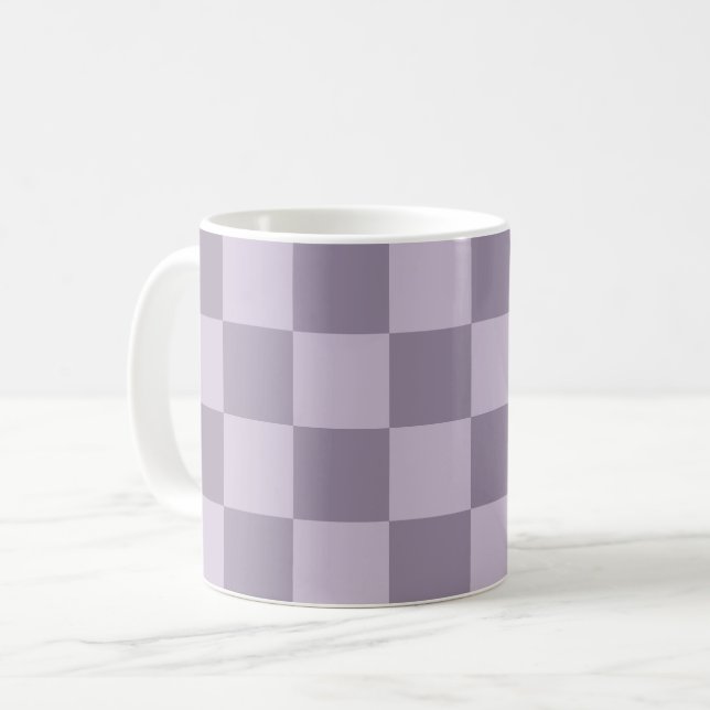 Minimalistisk mjuk lavendelrutig mönster  kaffemugg (Framsida vänster)