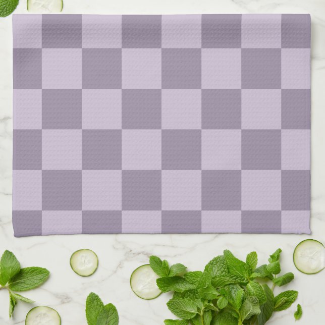 Minimalistisk mjuk lavendelrutig mönster  kökshandduk (Vikta)