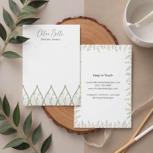 Minimalistisk mjuk lövverk Ljus Konstverk Visitkort (Candle Foliage Print)