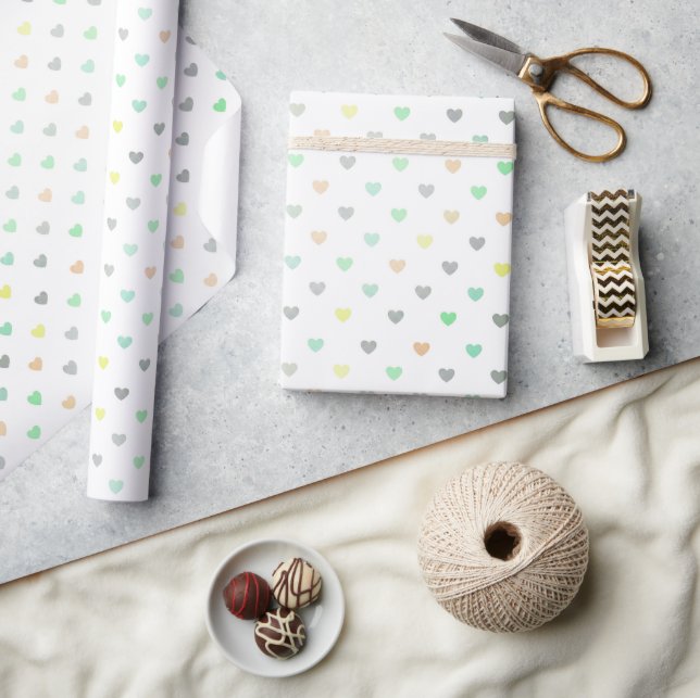 Minimalistisk mjuk pastell hjärtmönster personlig presentpapper (Hantverk)