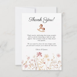 Minimalistisk mjuk persikopink blomster baby showe tack kort