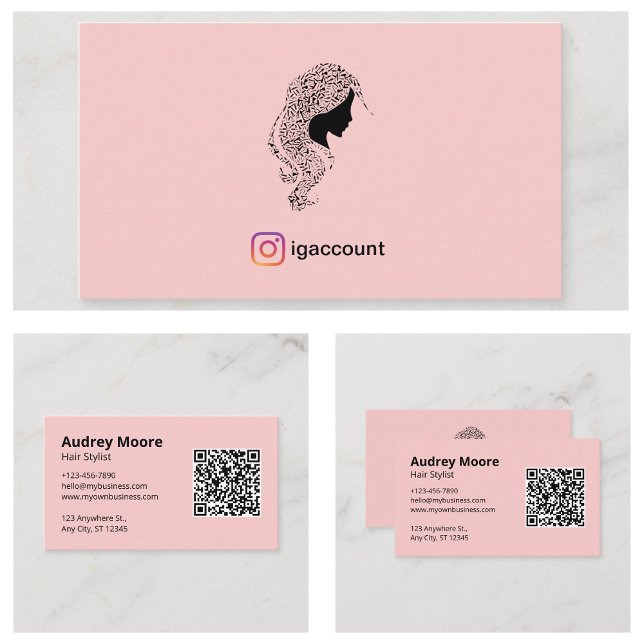 Minimalistisk mjuk Rosa-hårslista Visitkort (Minimalist Soft Pink Hair Stylist Business Card
)