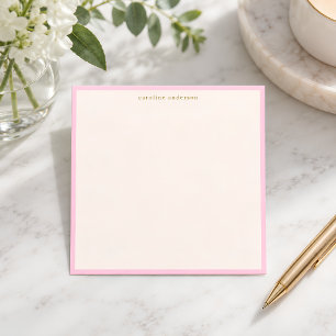 Minimalistisk mjuk rosa kant Personligt namn Anteckningskort