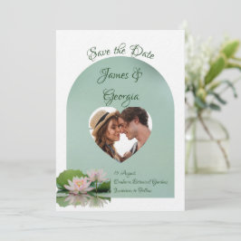 Minimalistisk mjuk rosa och grönt-lotus sparar dat inbjudningar