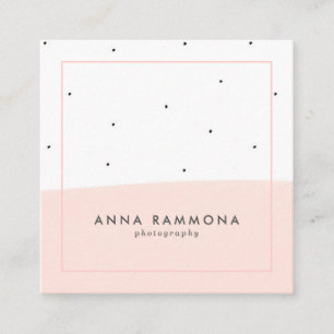 Minimalistisk mjuk Rosa och vita Brushstrokes Fyrkantigt Visitkort