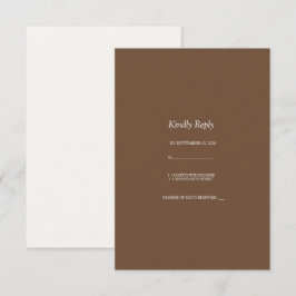 Minimalistisk Mocha Brun Rustik Bröllops-Svarskort Inbjudningar