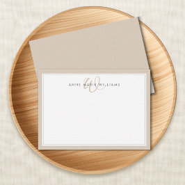 Minimalistisk Mocha Brun Två Kant Monogram  Anteckningskort