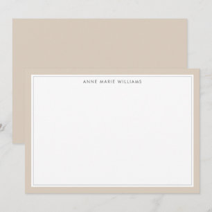 Minimalistisk Mocha Brun Två Kant Namn Notkort Anteckningskort