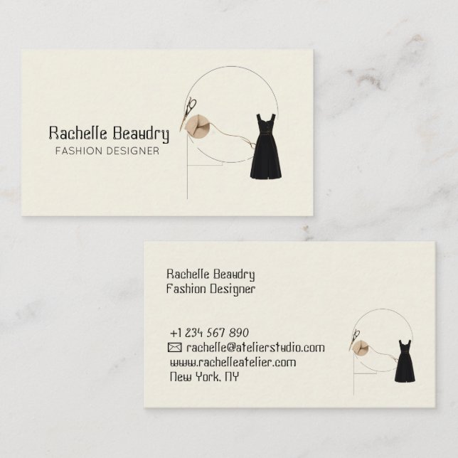 Minimalistisk Modedesigner Elegant Butiksmärke Visitkort (Fram/baksida)