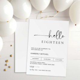 Minimalistisk modern 18:e Födelsedagsfest inbjudan