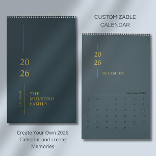 Minimalistisk Modern 2026 Väggkalender Kalender