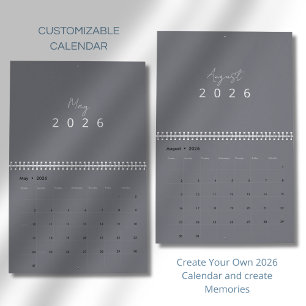 Minimalistisk Modern 2026 Väggkalender Kalender