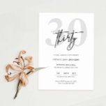 Minimalistisk Modern 30års födelsedag-partiinbjuda Inbjudningar<br><div class="desc">Denna minimalistiska typografi från 30års födelsedag är perfekt för en modern födelsedagsfest. Den enkla designen har klassiska minimalistiska svarta och vita typografier med modern känsla. Anpassade i alla färg. Behålla designen minimal och elegant, som den är, eller anpassa den genom att lägga till egna bilder och teckningar. Om du vill...</div>