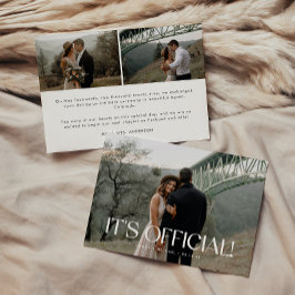 Minimalistisk modern 3Photo Bröllop Elopement Meddelande
