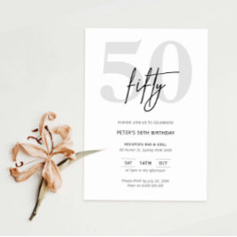 Minimalistisk modern 50:e Födelsedagsfest inbjudan